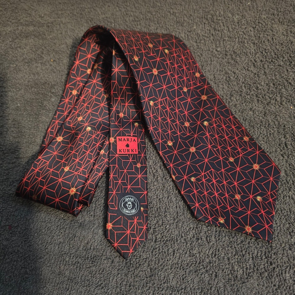 Marja Kurki Accessories Silk Tie Mens OS Navy Red Saab Technologies Geometric